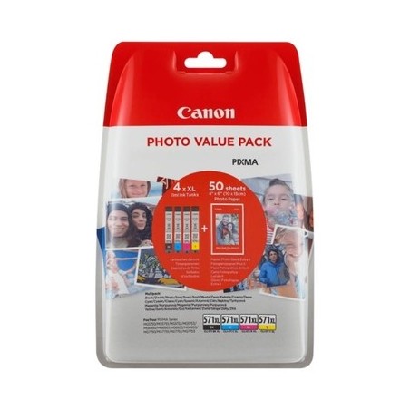 X 4 CANON CLI 571 XL NOIR, CYAN, MAGENTA, YELLOW 0332C005 - CARTOUCHE ORIGINALE