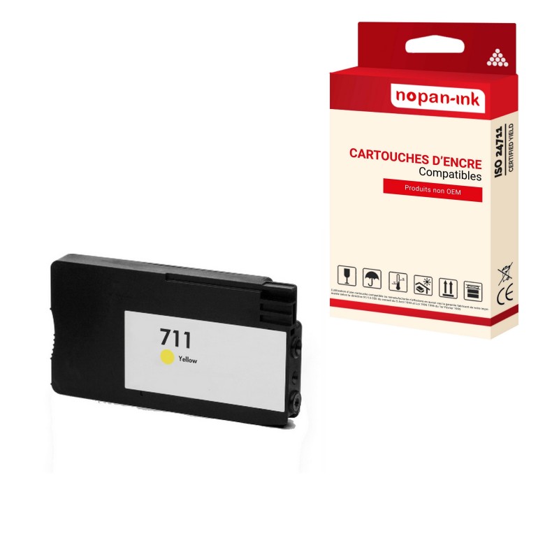 HP711 Cartouche compatible jaune HP 711 - Remplace CZ132A