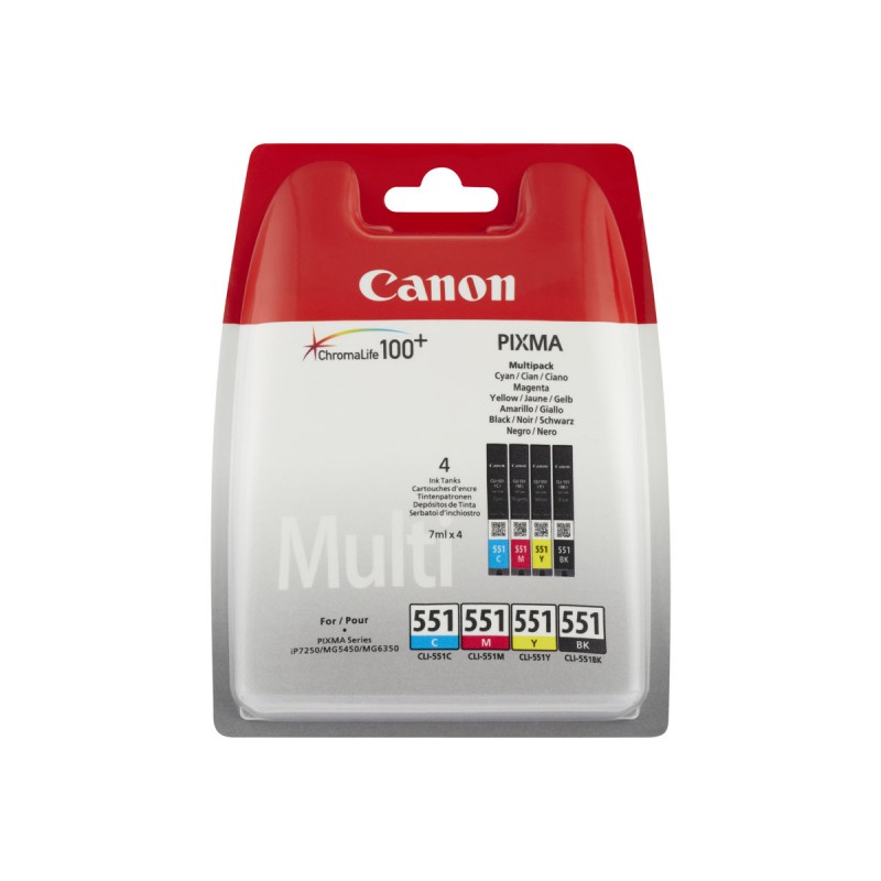 X 4 Canon CLI 551 NOIR, CYAN, MAGENTA, YELLOW 6509B009 - CARTOUCHE ORIGINALE