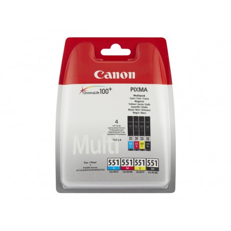 X 4 Canon CLI 551 NOIR, CYAN, MAGENTA, YELLOW 6509B009 - CARTOUCHE ORIGINALE