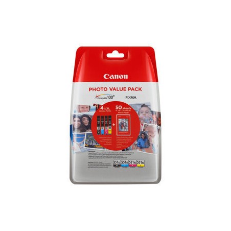 X 4 Canon CLI 551XL NOIR, CYAN, MAGENTA, YELLOW 6443B006 - CARTOUCHE ORIGINALE
