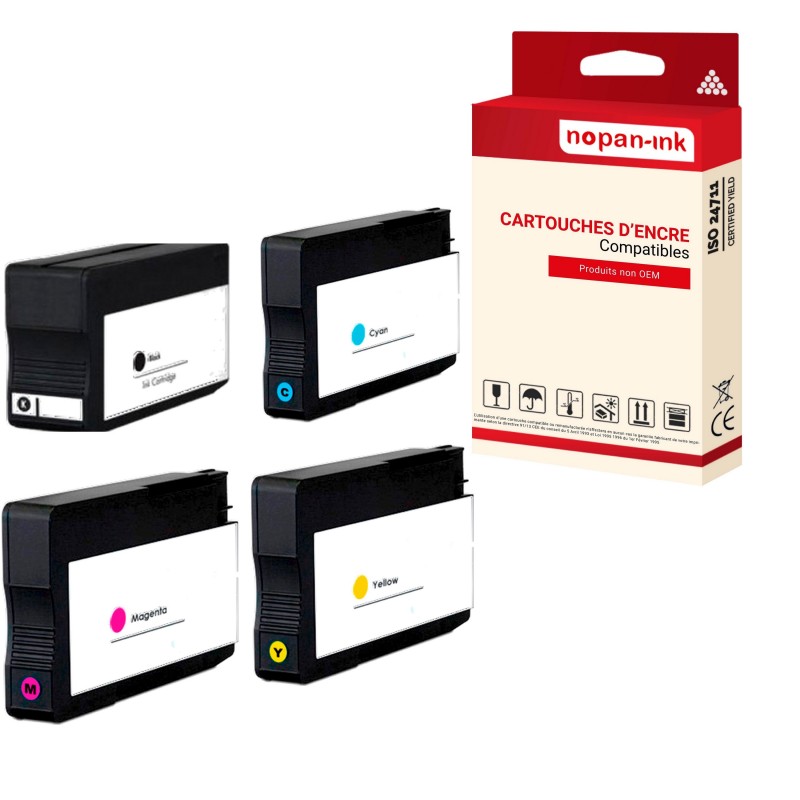 X4 953 XL NOIR, CYAN, MAGENTA, YELLOW POUR HP - CARTOUCHE COMPATIBLE