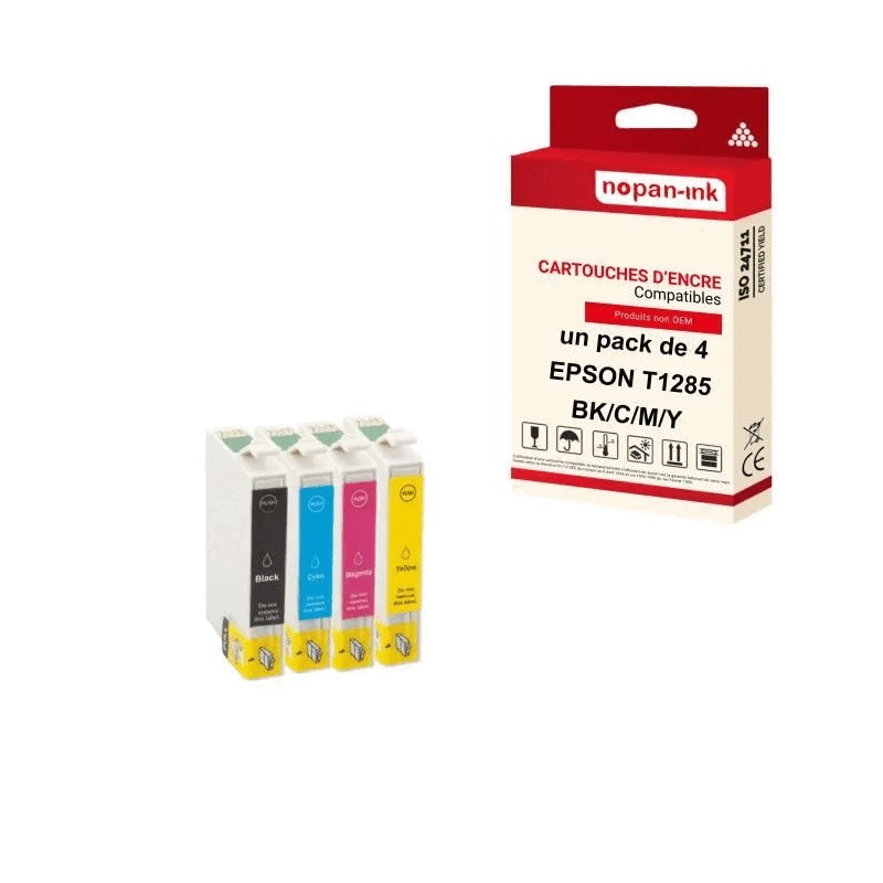 T 1285 PACK DE 4 - CARTOUCHE D'ENCRE COMPATIBLE POUR EPSON