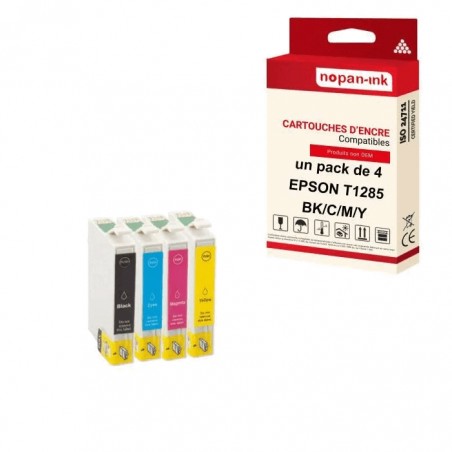 T 1285 PACK DE 4 - CARTOUCHE D'ENCRE COMPATIBLE POUR EPSON