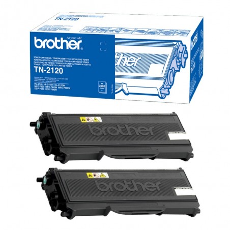 2X BROTHER TN2120 TN 2120 NOIR TONER ORIGINAL BROTHER