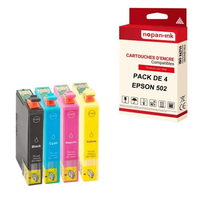 X4 502XL NOIR, CYAN, MAGENTA, YELLOW 502 - CARTOUCHE COMPATIBLE POUR EPSON