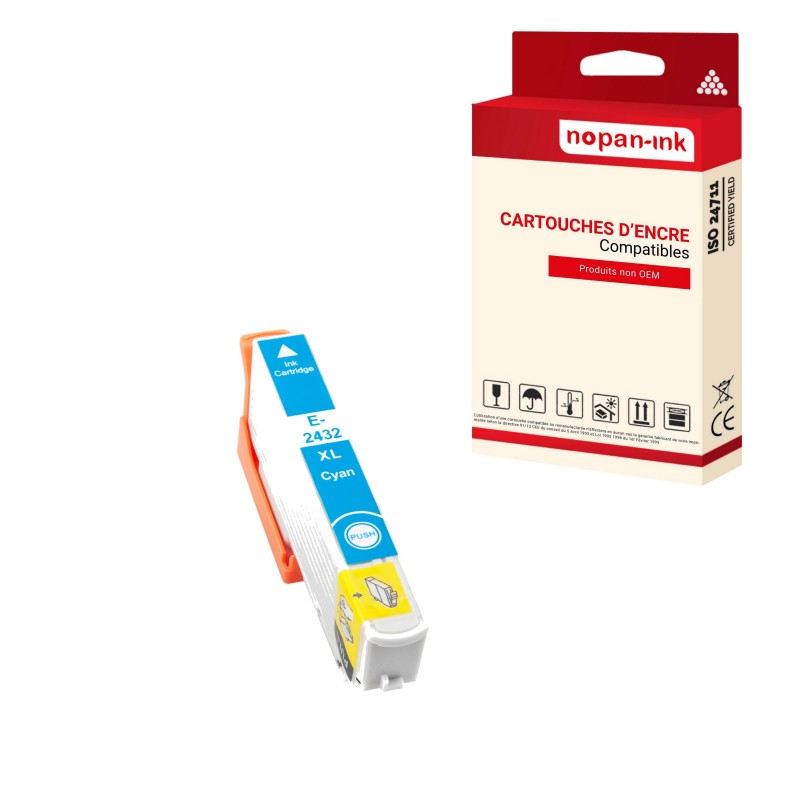 T2432/T2622 26 XL CYAN - CARTOUCHE COMPATIBLE POUR EPSON