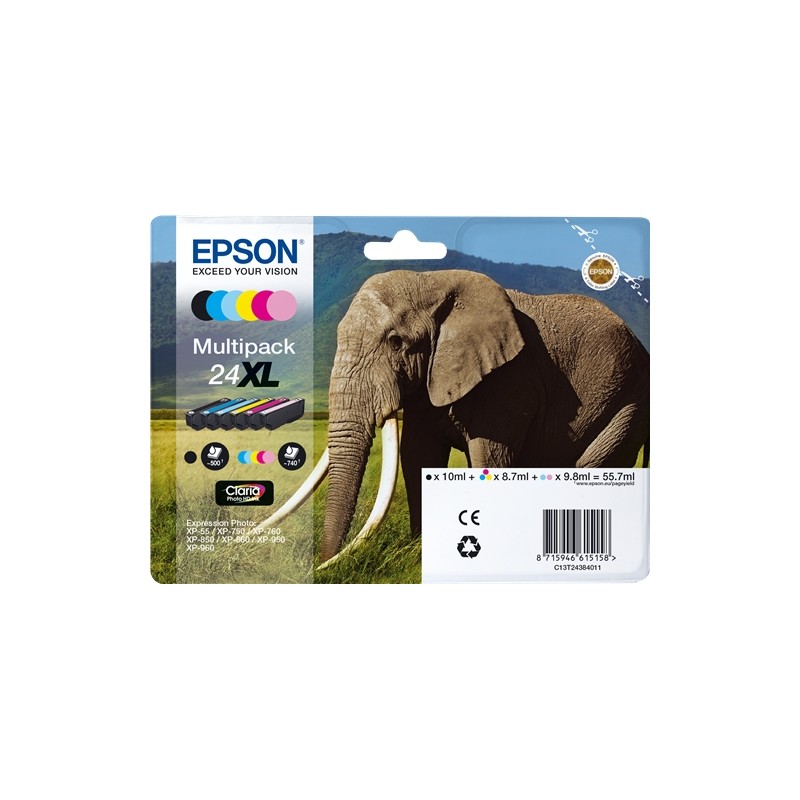 X 6 EPSON T2431 XL/ T2432 XL/ T2433 XL/ T2434 XL/ T2435 XL/ T2436 (24 XL) - CARTOUCHE ORIGINALE