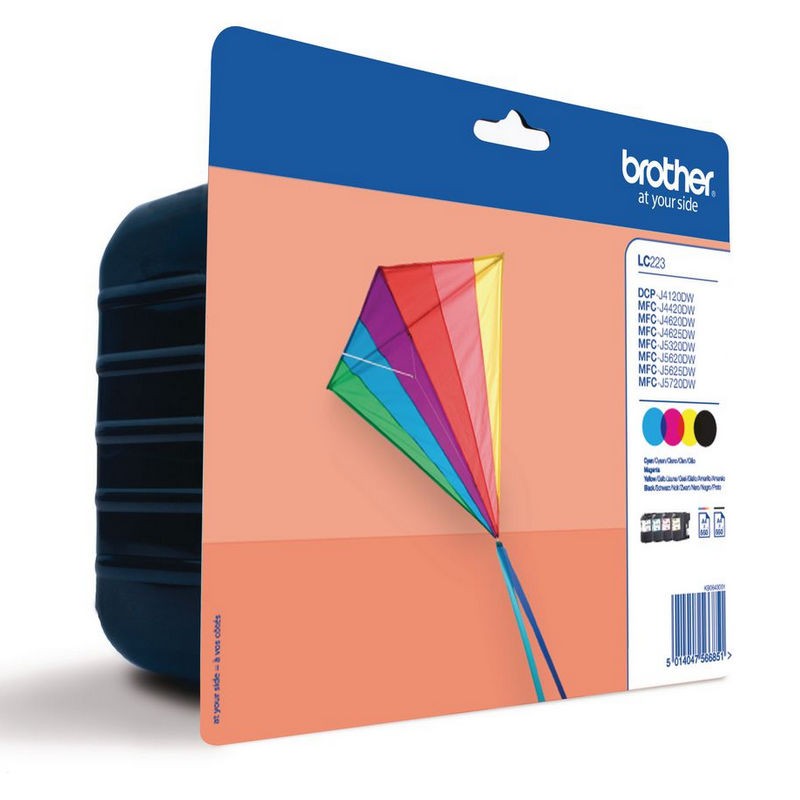 BROTHER LC223 PACK NOIR-CYAN-MAGENTA-YELLOW-CARTOUCHE ORIGINALE