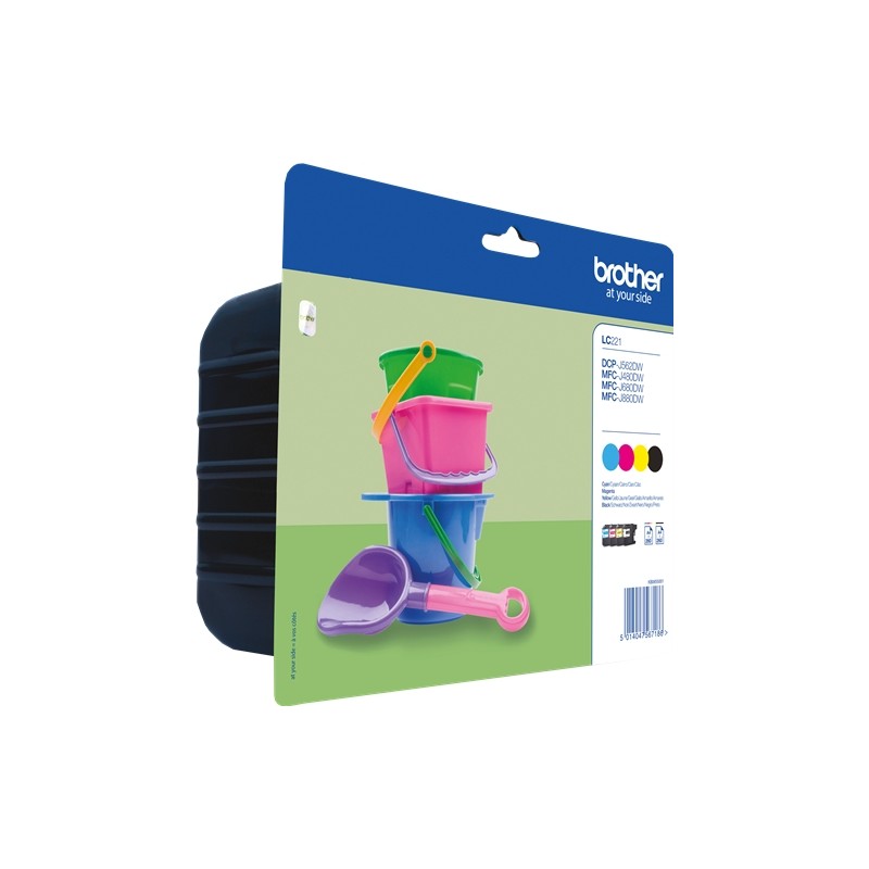 BROTHER LC221PACK NOIR-CYAN-MAGENTA-YELLOW CARTOUCHE ORIGINALE