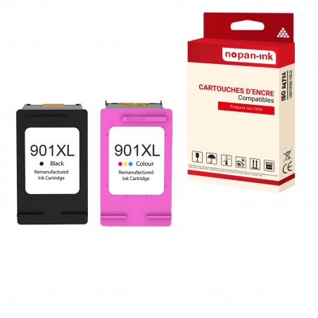 HP 901 XL NOIR+COULEUR POUR HP (HP901) - CARTOUCHE COMPATIBLE