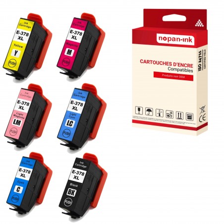378 XL POUR EPSON PACK 6 NOIR-CYAN-LIGHT CYAN-MAGENTA-LIGHT MAGENTA-YELLOW  CARTOUCHE COMPATIBLE POUR EPSON