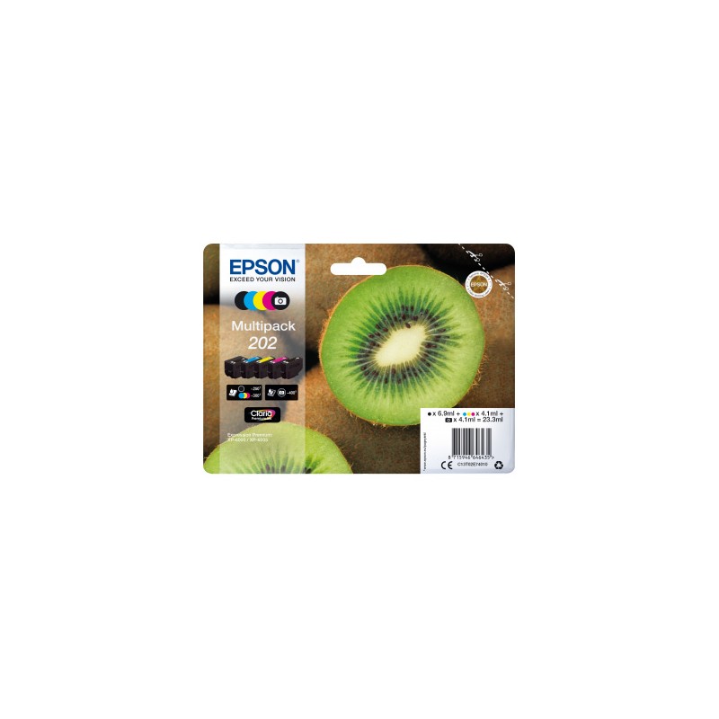 EPSON 202 PACK 5 NOIR-NOIR PHOTO-CYAN-MAGENTA-YELLOW CARTOUCHE ORIGINALE