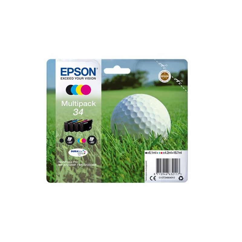EPSON T3466 PACK 4 NOIR-CYAN-MAGENTA-YELLOW CARTOUCHE ORIGINALE