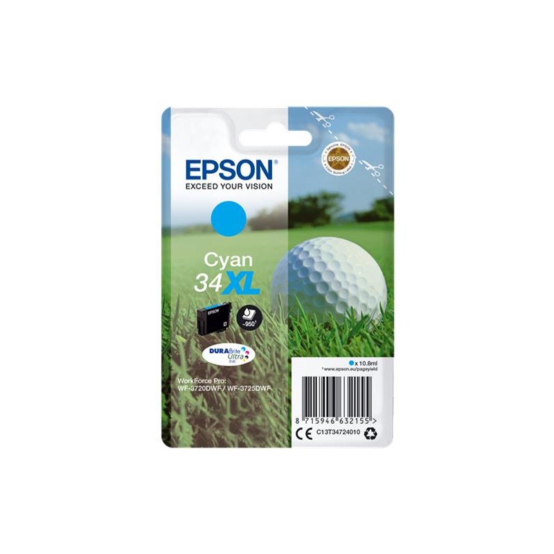 EPSON T3472 34 XL CYAN- CARTOUCHE ORIGINAL