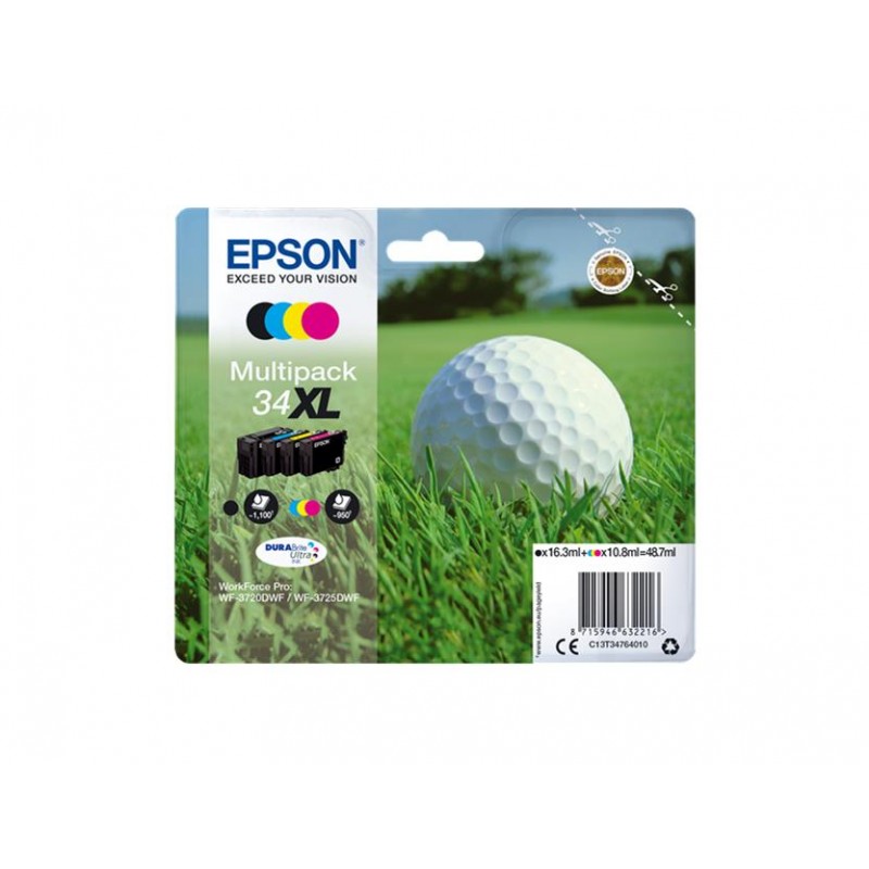 EPSON T3476 XL PACK 4 NOIR-CYAN-MAGENTA-YELLOW CARTOUCHE ORIGINALE