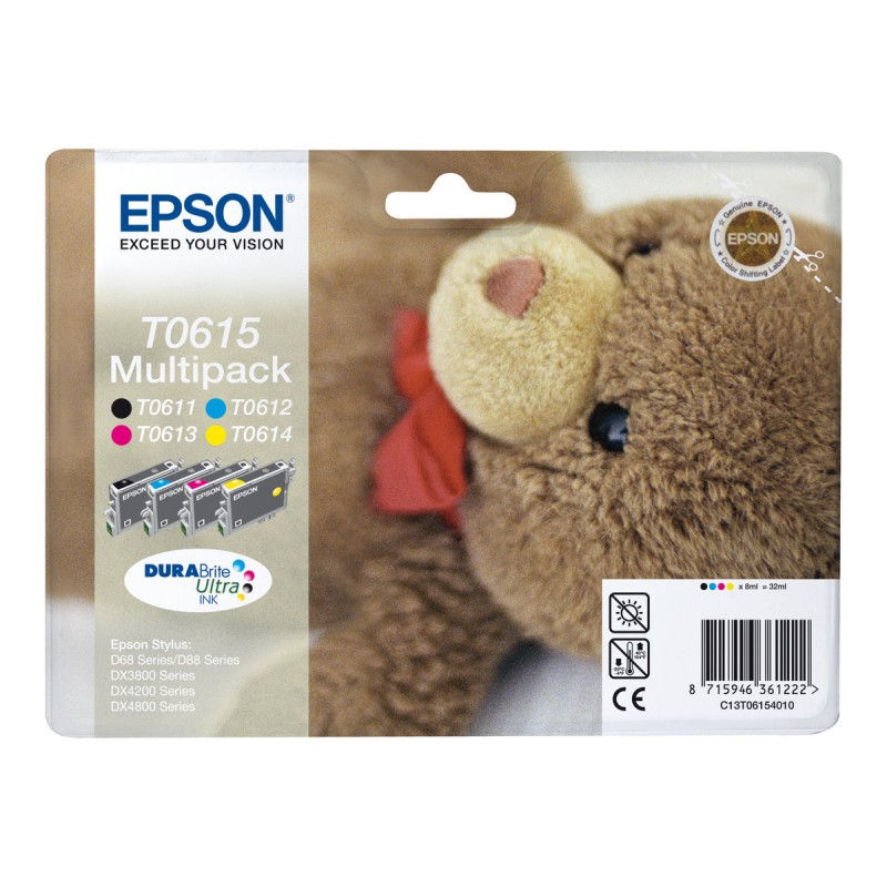 EPSON T0615 PACK 4  NOIR-CYAN-MAGENTA-YELLOW CARTOUCHE ORIGINALE