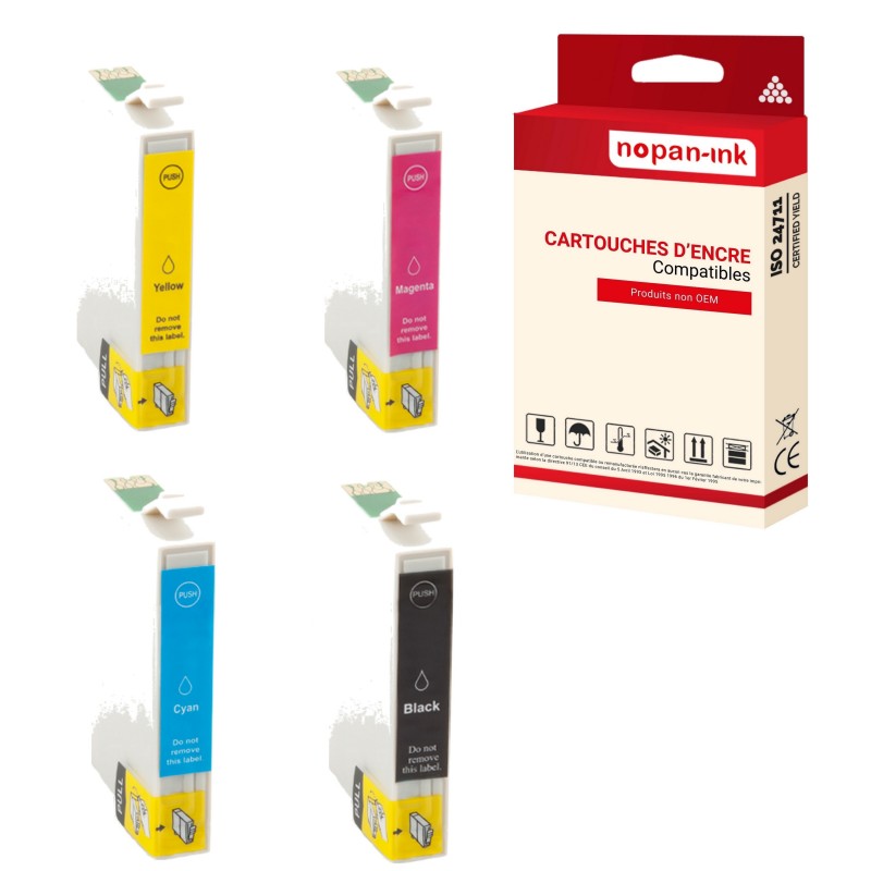 T0555 PACK NOIR-CYAN-MAGENTA-YELLOW CARTOUCHE COMPATIBLE POUR EPSON