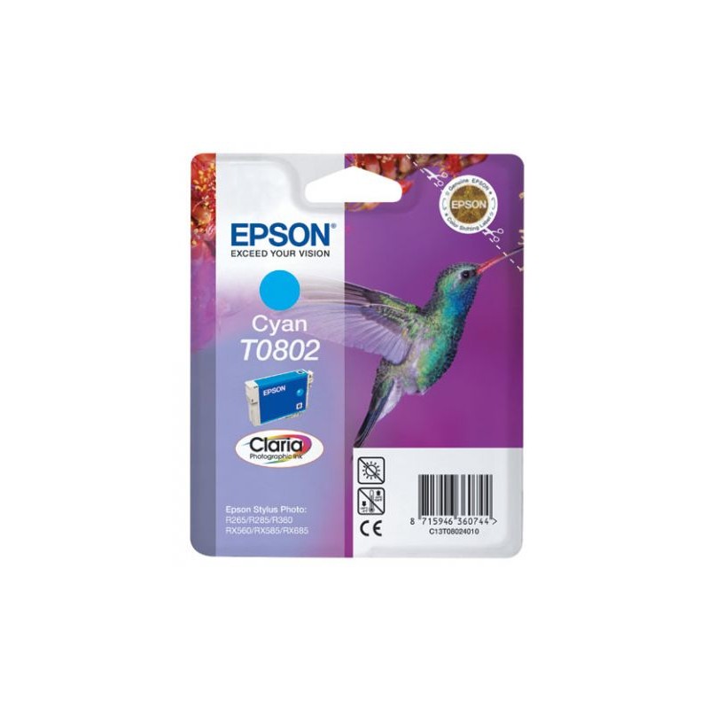EPSON T0802  CYAN- CARTOUCHE ORIGINALE