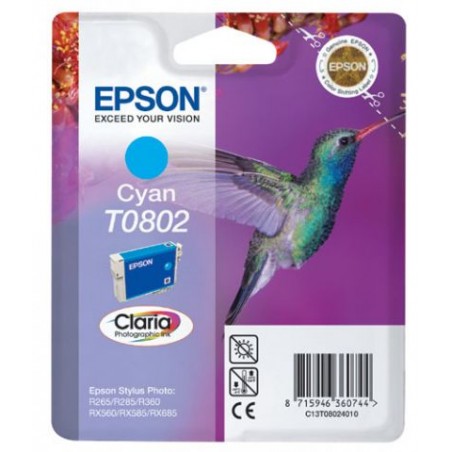 EPSON T0802  CYAN- CARTOUCHE ORIGINALE
