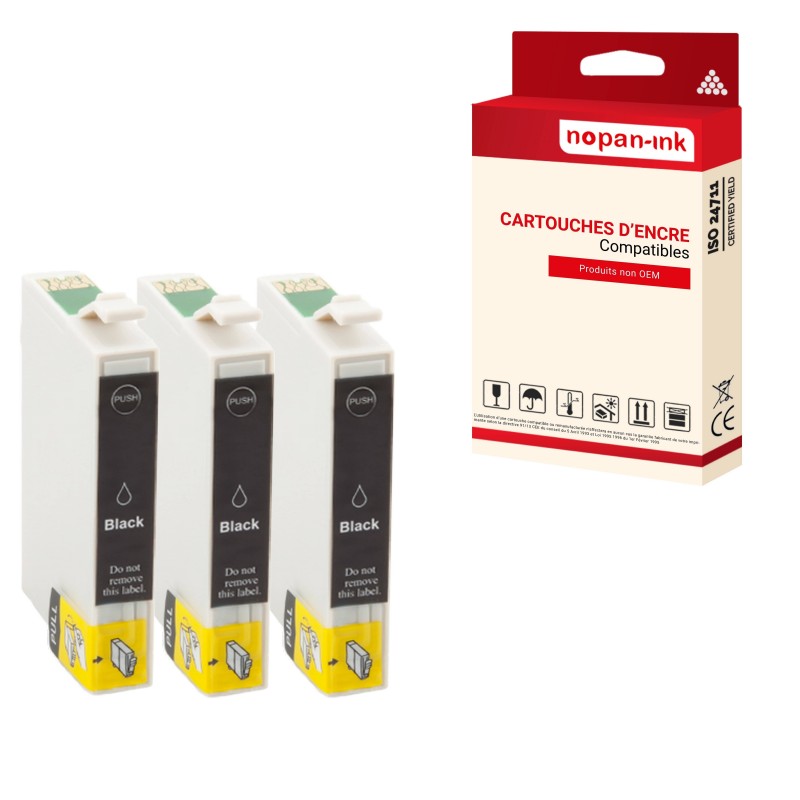 X 3 T0711 NOIR POUR EPSON C13T07114012 - CARTOUCHE COMPATIBLE