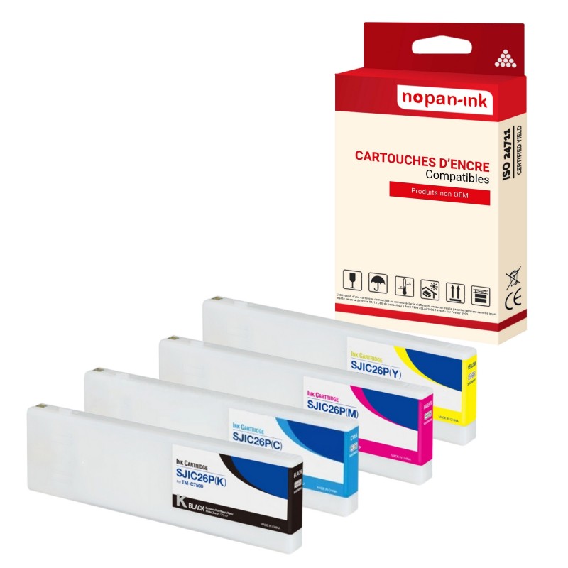 SJIC26P PACK DE 4 MULTI-COULEURS - CARTOUCHE D'ENCRE COMPATIBLE POUR EPSON