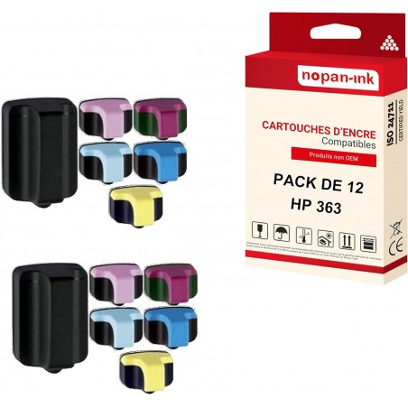 NOPAN-INK - x12 Cartouches Compatible pour HP 363 XL