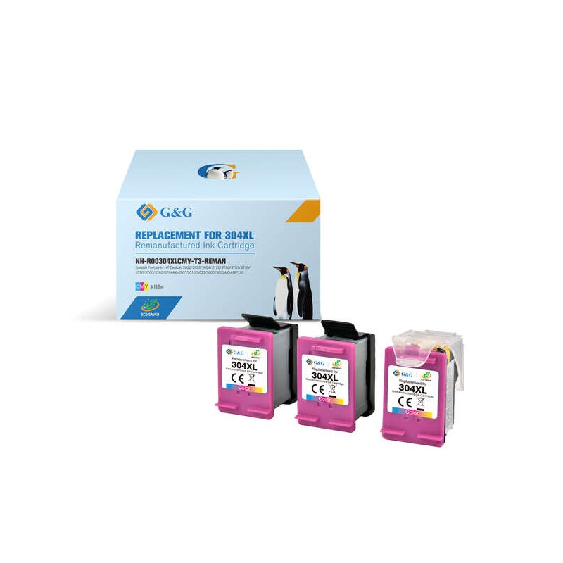304XL G&G HP Couleur - Pack de 3 Cartouches