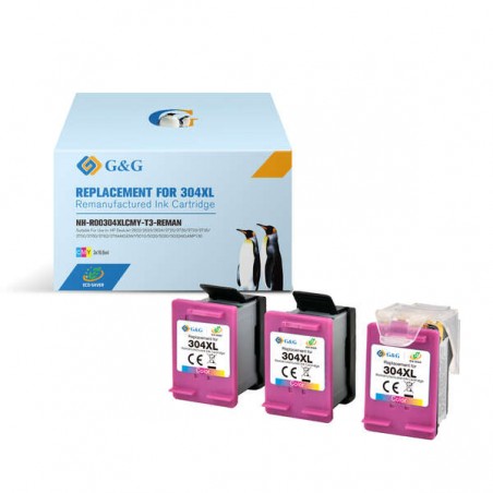 304XL G&G HP Couleur - Pack de 3 Cartouches