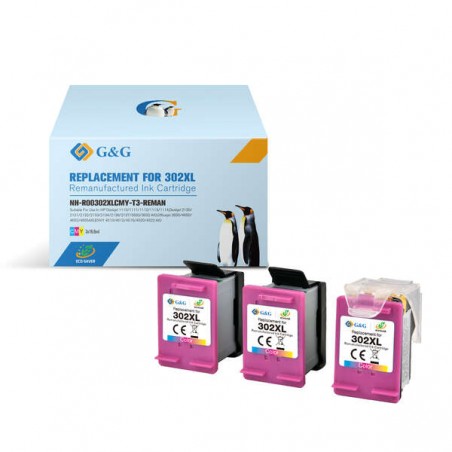 302XL G&G HP Couleur Pack de 3 Cartouches