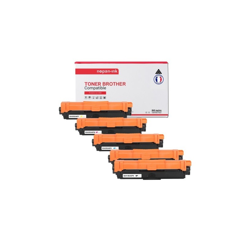 5 Toners - TN241 + TN245 TN 241 + TN 245 (Noir 2 + Cyan + Magenta + Jaune) - Compatible Pour BROTHER