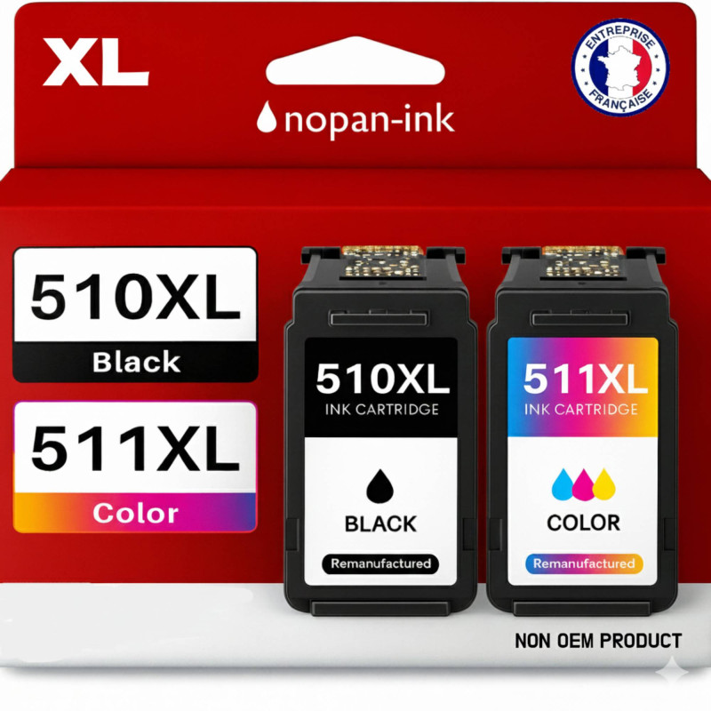 Pack de 2 Cartouches compatible pour Canon PG510 CL511 Noir & Couleur Nopan-ink