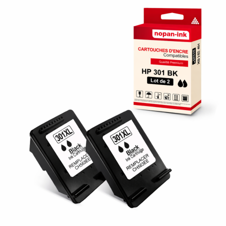 Pack de 2 - 301XL Noir - Cartouche d'encre compatible pour HP