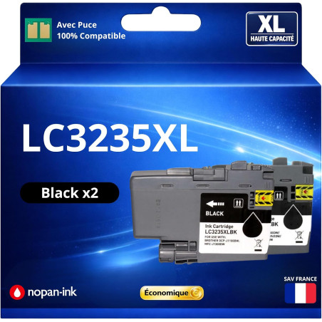 Pack 2 Cartouches Encre Noir LC3235XL LC3233XL Compatible pour Brother DCP J1100DW MFC J1300DW
