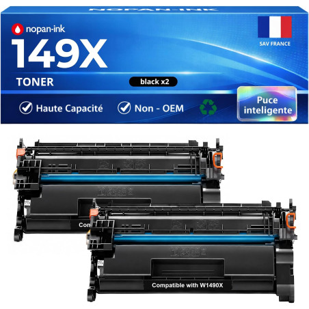 2X Noir W1490X 149X Toner Compatible pour HP LaserJet Pro 4001dn 4002dn