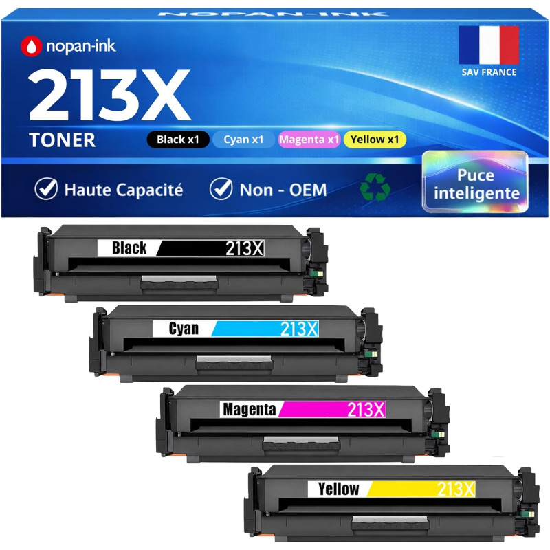 W2130X Noir Cyan Magenta Jaune 4 Toners Compatible pour HP LaserJet Enterprise 5700dn 6700dn